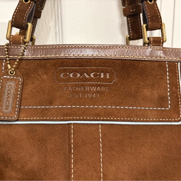 Coach Chocolate Brown Suede Tote Bag - Picture 2 of 6